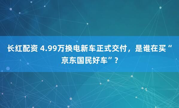 长红配资 4.99万换电新车正式交付，是谁在买“京东国民好车”？